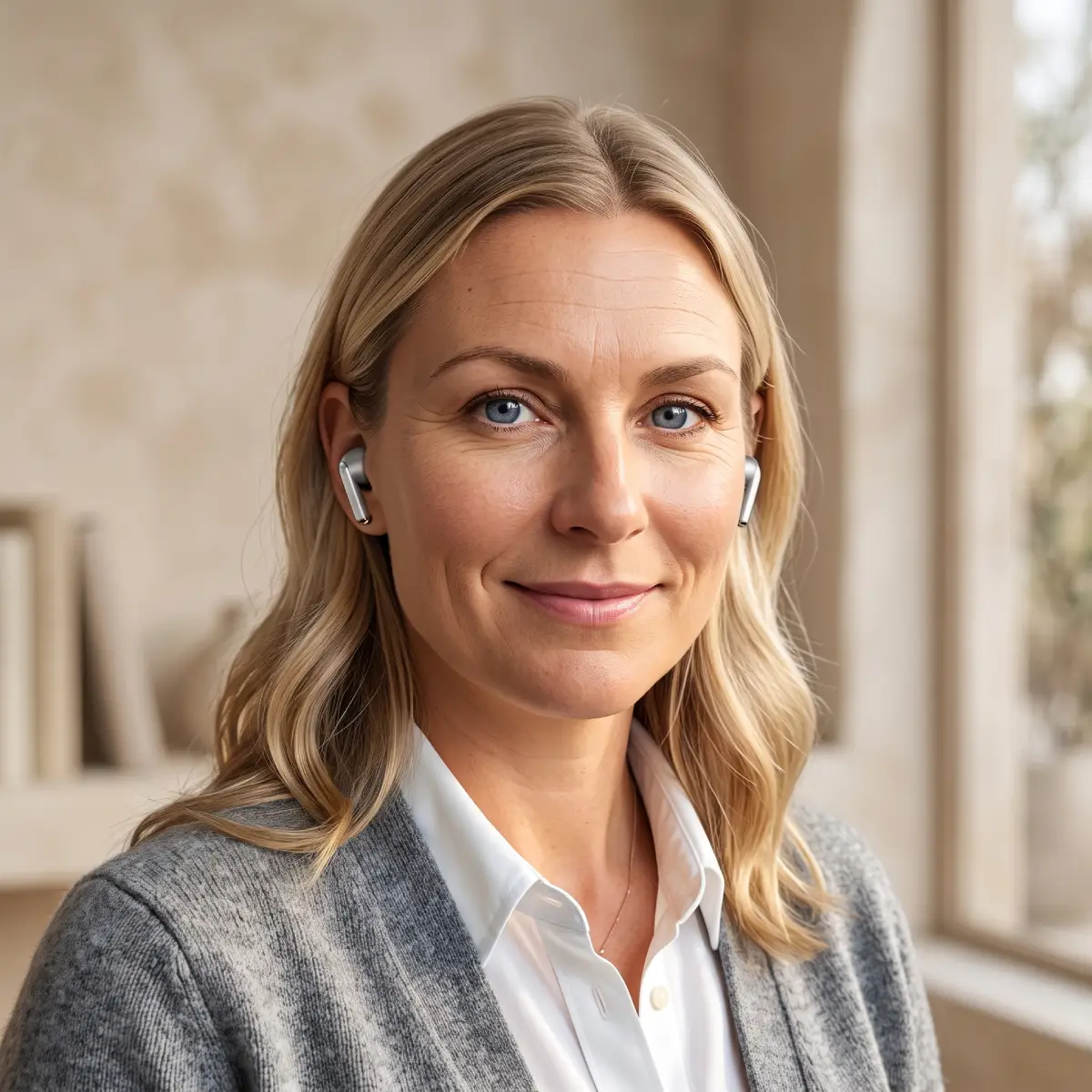 oshure-support Supportmedarbejder med headset klar til at hjælpe med arbejdsmiljøarbejdet